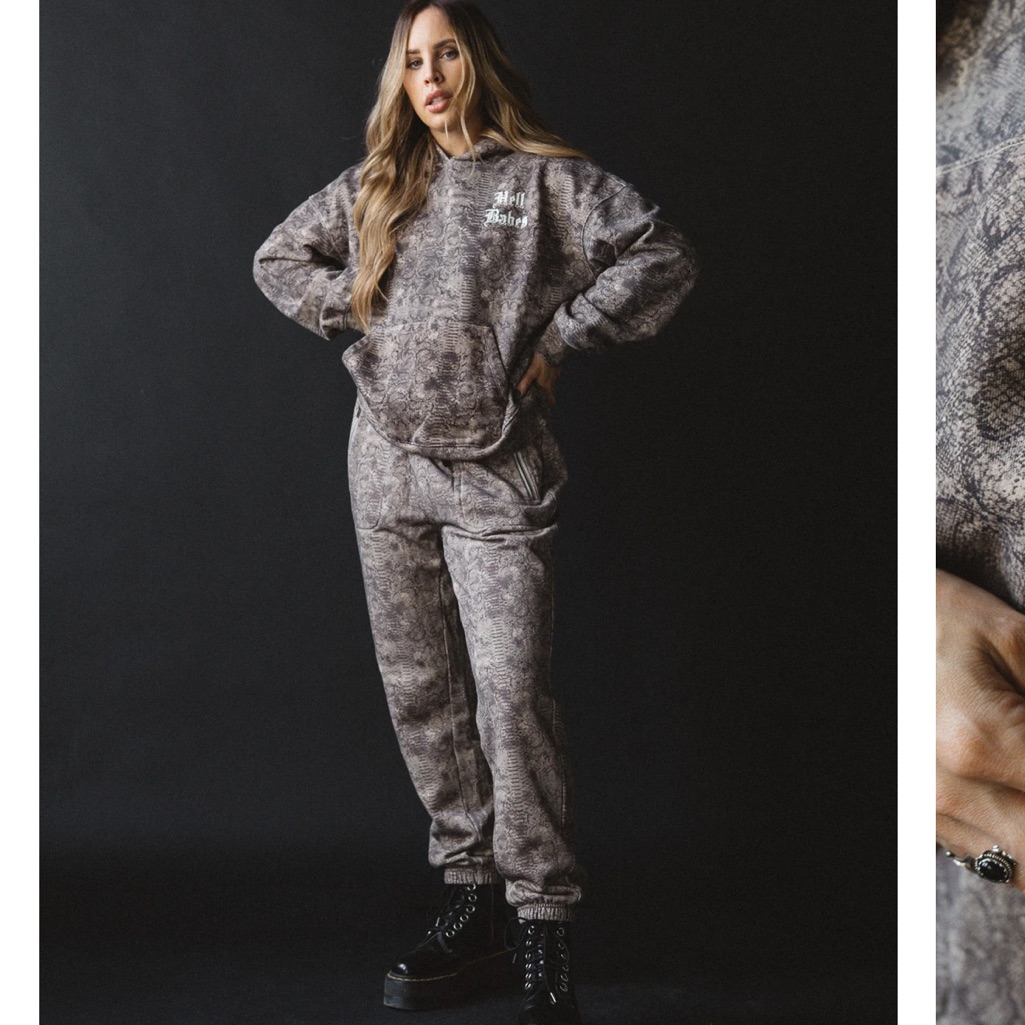 Hellbabes Killswitch Snakeskin Jogger And Hoodie Set